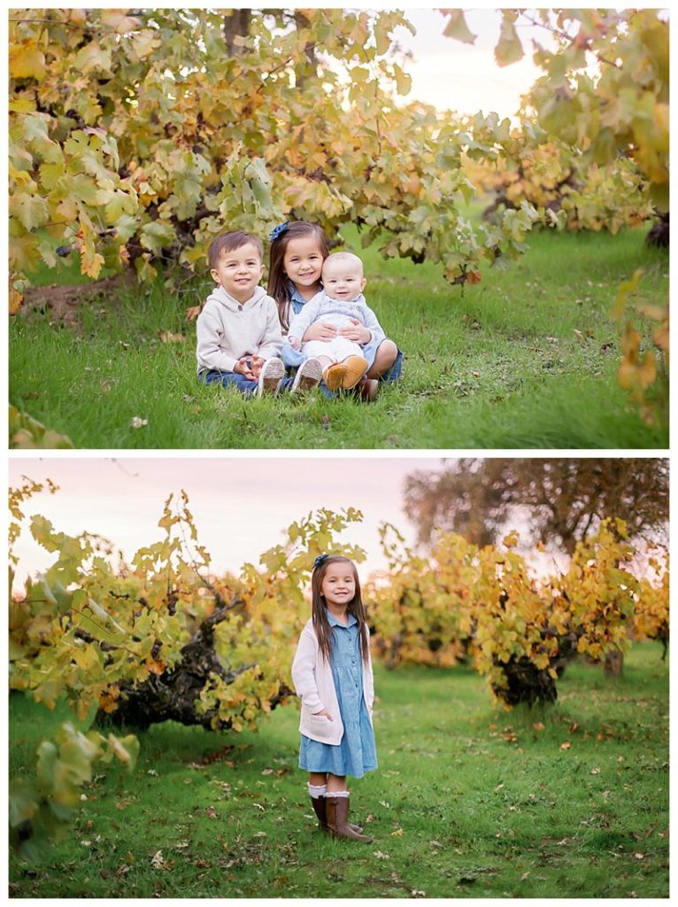 Children having their portrait taken together at local winery